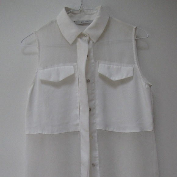 Brand New White Translucent Sleeveless Blouse - Picture 1 of 3
